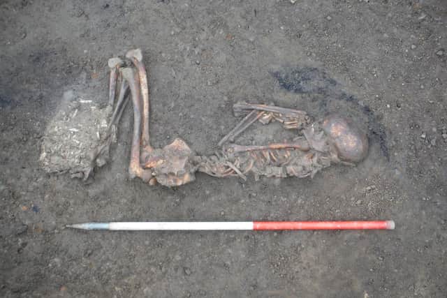 Human burials and some items from thousands of years ago were found during the excavations.