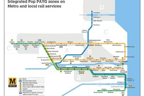 A new map showing how the Northumberland Line will be integrated into the Tyne and Wear Metro's Pop card system. Photo: Transport North East.