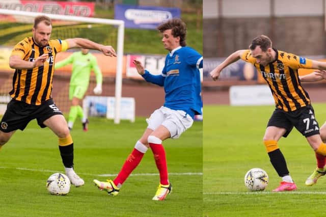 Action from Berwick’s 6-1 home defeat against Rangers B in the Lowland League on Saturday. Pictures by Ian Runciman.