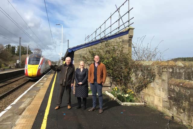 John Holwell of Chathill Rail Action Group with Cllrs Wendy Pattison and Guy Renner-Thompson.
