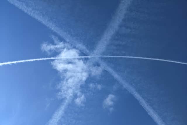 Roger Horne from Longframlington sent this picture of converging vapour trails.