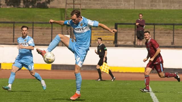 Action from the pre-season game against Haddington Athletic. Picture: Alan Bell