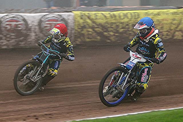 Mason Watson and Danny Phillips of Berwick Bullets out on the track. Picture: Nia Martin.