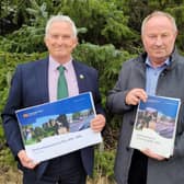 Council Leader Cllr Glen Sanderson and Cabinet Member for Planning Cllr Colin Horncastle with the newly adopted Local Plan.