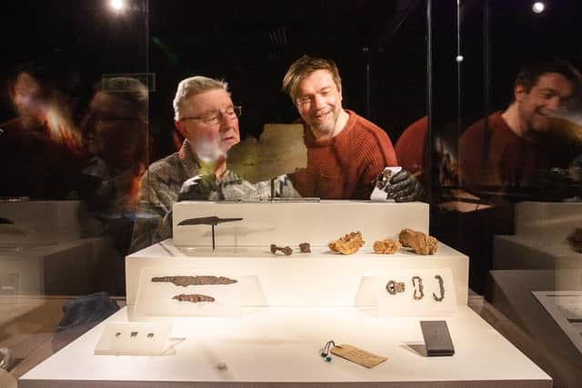 Roger Miket and Dr Chris Ferguson in the Anglo-Saxon Museum.