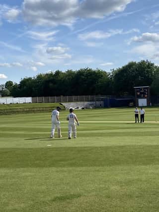 Bradley Speirs and Max Harrison go out to bat for Alnwick. Picture: Alnwick Cricket Club