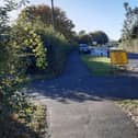 The Callerton Lane entrance to the football pitches on Saturday.