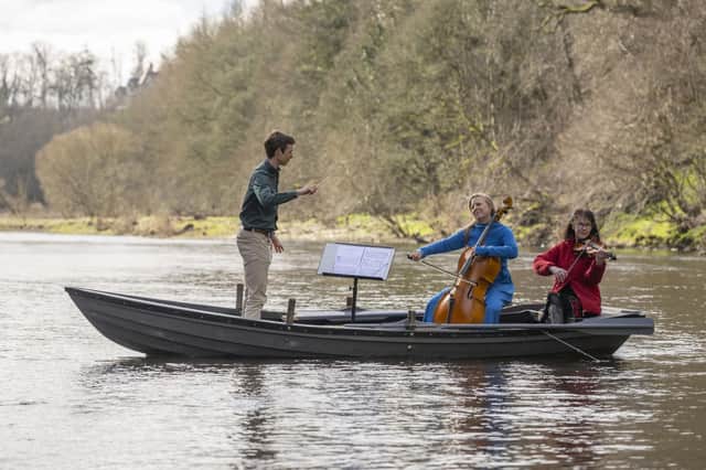 Taking to the water to rehearse for the premiere of Flux Alluvia. Picture by Phil Wilkinson.