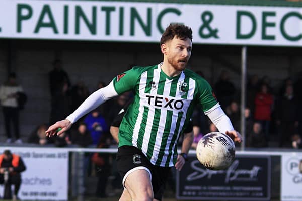 Jordan Cook scored his first goal for Blyth as they fought back from 2-0 down to draw with Boston United. Picture: Bill Broadley