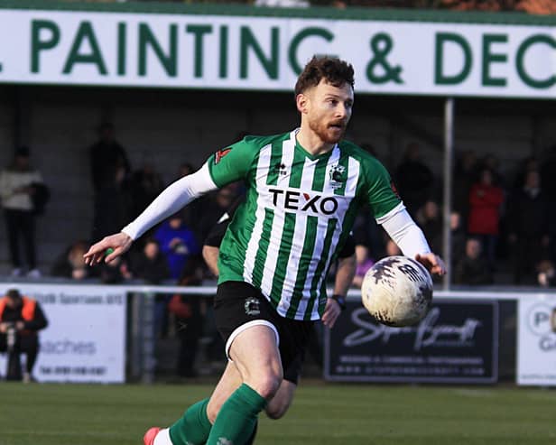 Jordan Cook scored his first goal for Blyth as they fought back from 2-0 down to draw with Boston United. Picture: Bill Broadley