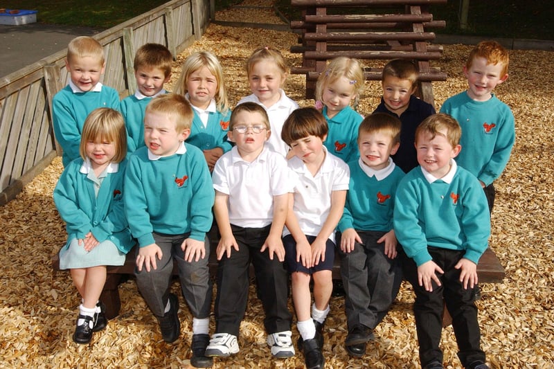 New starters at Thropton First School in September 2003.