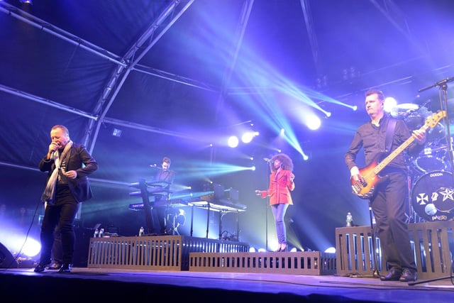 Rock giants Simple Minds performing at the Alnwick Castle concert in the Pastures in 2014.