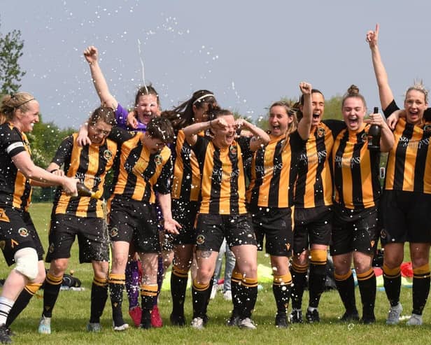 Berwick Ladies celebrate their title triumph. Picture: Ian Runciman