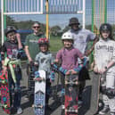Dave and George from Pop More Skate School with the skaters at Seaton Sluice. (Photo by David Freeman)