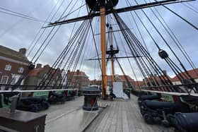 HMS Trincomalee is a Royal Navy Leda-class sailing frigate built shortly after the end of the Napoleonic Wars. She is now restored as a museum ship in Hartlepool, England.