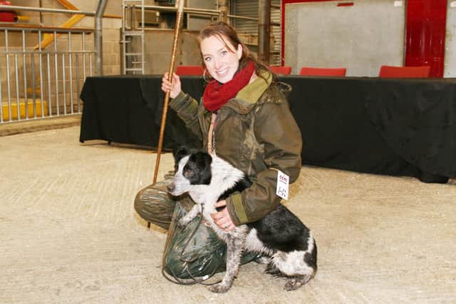 Emma Gray with her new 18,000gns world record price working sheep dog Megan.