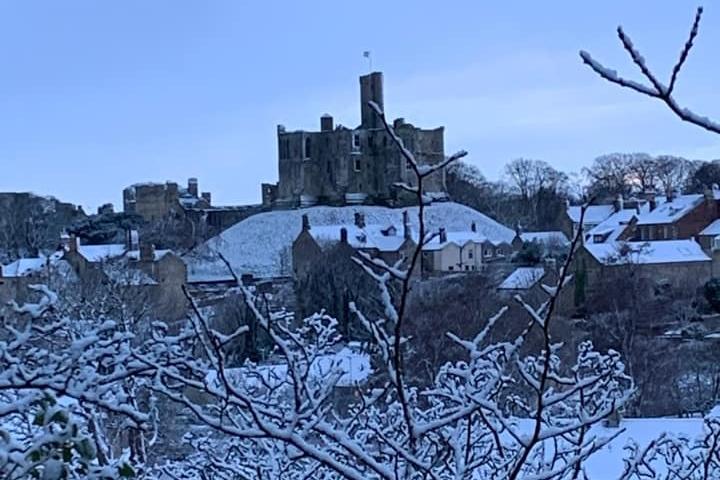 Warkworth Castle looking pretty in the snow.