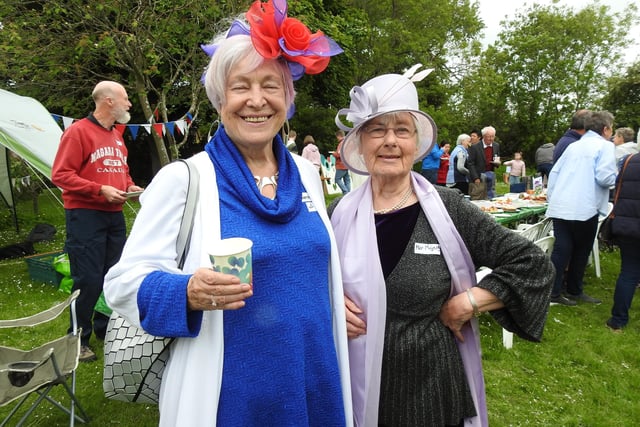 Maureen Pearson (left) and Joan Summers enjoy the celebrations.