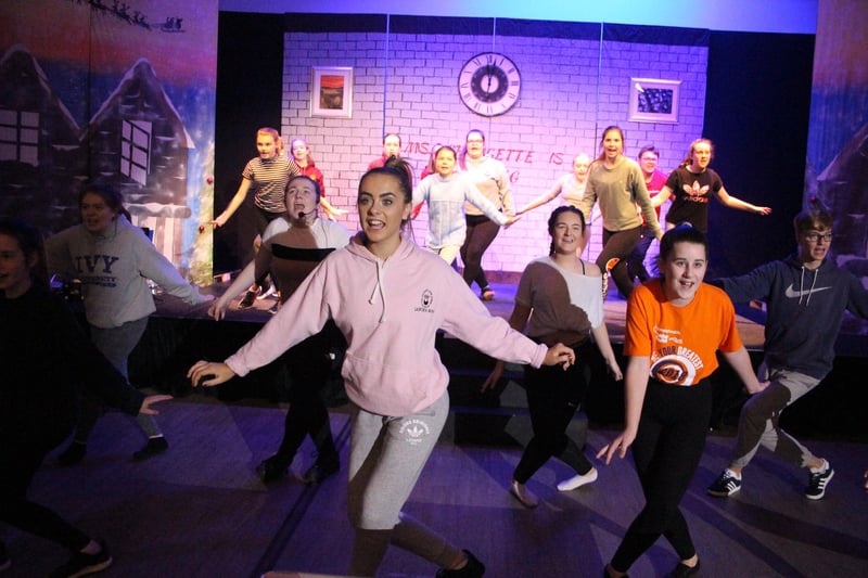 Duchess's Community High School pupils rehearse for their Christmas show performed at the school while the Alnwick Playhouse was shut for major refurbishment.