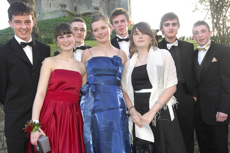 Coquet High School pupils pose in front of Warkworth Castle before heading into The Sun Hotel for their 2009 prom.