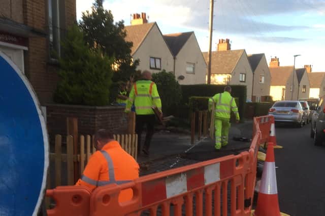 Northumberland County Council workmen seen carrying off some of the fence panels in Victoria Terrace, Alnwick.