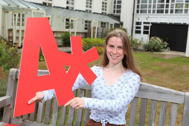Anna Morris, from Alnwick, celebrating her A-level results.