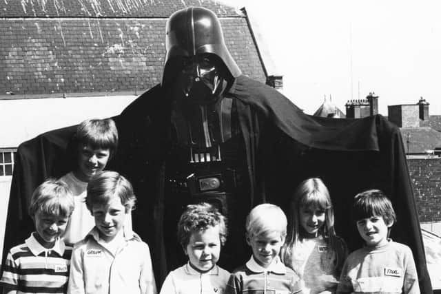 Darth Vader seen here in August 1983 during one of his regular visits to South Shields. See question 18.