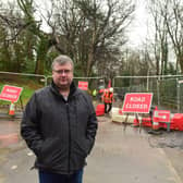 James Elliott pictured by Kevin Brady next to the works site in January.