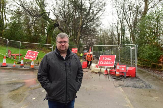 James Elliott pictured by Kevin Brady next to the works site in January.