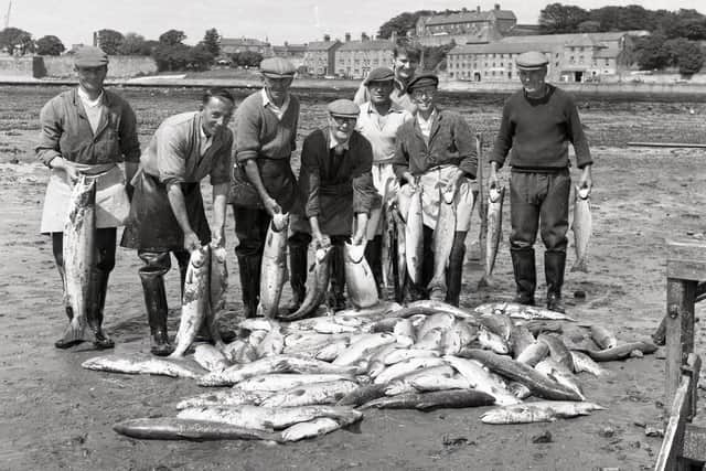 A photograph from the archives relating to salmon fishing on the River Tweed. Picture courtesy of Berwick Record Office.