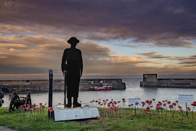 A steel sculpture of a soldier has gone on display in Craster for the remembrance period.