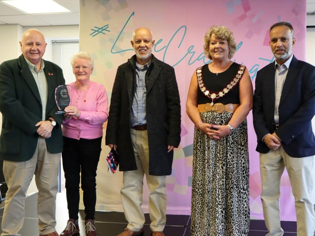 Stephen Perola was named Citizen of the Year, sponsored by Lal Qila Tandoori Restaurant, for almost 40 years of service to the town - from leading the building of the Seven Oaks Park play area to supporting Ukrainian refugees and running the weekly Men on Monday club.