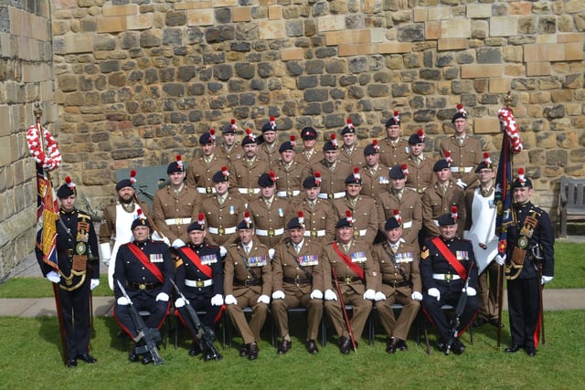 A regiment photo at Alnwick Castle.