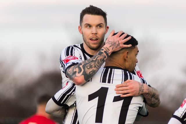 Connor Thomson and Wilson Kneeshaw scored for Ashington in their defeat against Newton Aycliffe. Picture: Ian Brodie