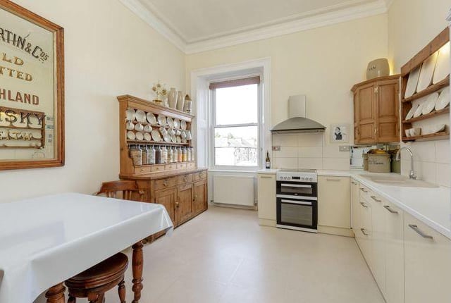 The large kitchen offers neutral colours and a homely feel