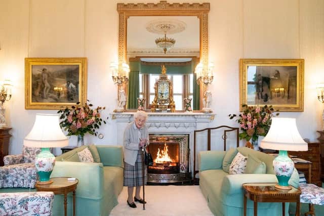 The Queen waits in the Drawing Room before receiving Liz Truss at Balmoral Castle earlier this week.