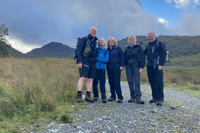 Phil Moorhouse and his wife Val with friends on the 100 mile trek from Milngavie to Fort William.