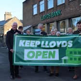 Guy Opperman MP and some of the Ponteland residents who are trying to save the Lloyds Bank branch in the village.