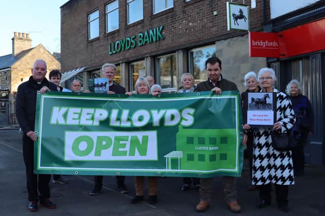 Guy Opperman MP and some of the Ponteland residents who are trying to save the Lloyds Bank branch in the village.