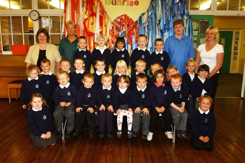 New starters at Amble First School, Edwin Street, in September 2003.
