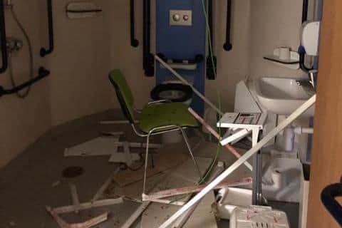 Damage to an inpatient room at the Northumbria hospital.