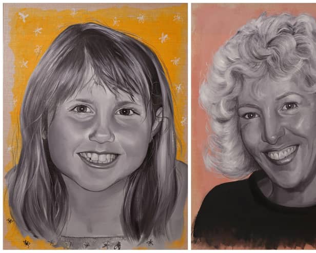 The portraits of Eve (left) and Alwyn are among the 12 on display. (Photo by St Oswald's Hospice)