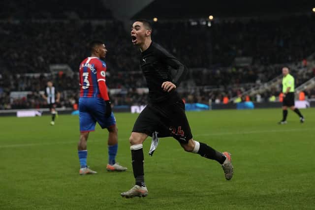 Miguel Almiron scored his first Newcastle United goal ten months after joining the club (Photo by Ian MacNicol/Getty Images)