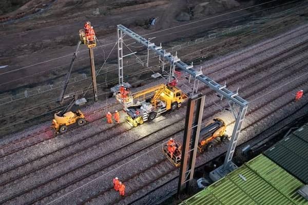 Works have been carried out to stabilise a railway embankment.