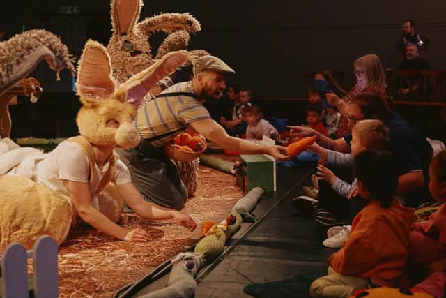Feeding the rabbits at the end of the show