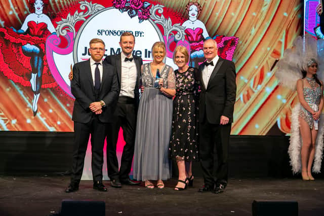 Comedian and TV presenter Rob Beckett, Ross Nichols from Sponsor, 'Just Move in',  Cherylle Millard-Dawe, managing director of Propology, Donna McCann, Propology, Grant Leonard, publishing director, The Negotiator. Picture: Toby Smedley