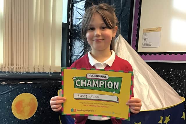 Year four pupil Emily-Grace Bilton is a Reading Plus Champion. (Photo by Reading Plus)