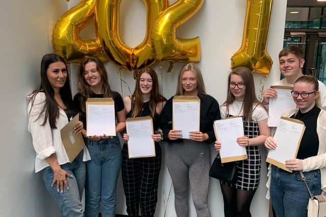 Pupils at Bedlington Academy celebrate their A-Level results.