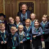 Anne-Marie Trevelyan with pupils from Ellington Primary School in Parliament.