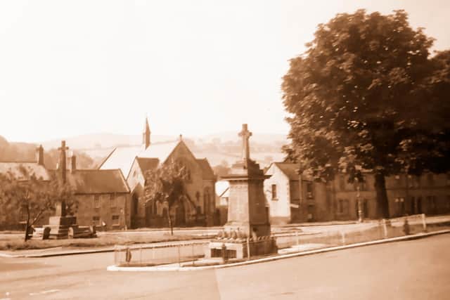 The horse chestnut tree by Rothbury War Memorial pictured in the late 1920s.